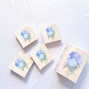 Vintage Lavie Blue Hydrangea Floral Photo Albums Boxed Set Beige 4 Ring Albums